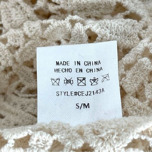 Adora Cream Sheer Crochet Lace Hi-Low Midi Open Front Boho Vest Women’s Size S/M - Picture 6 of 9